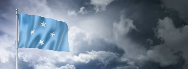 Micronesia Flag Cloudy Sky Three Dimensional Render Cloudy Sky — Stockfoto