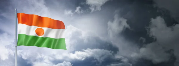 Niger Flag Cloudy Sky Three Dimensional Render — Stockfoto