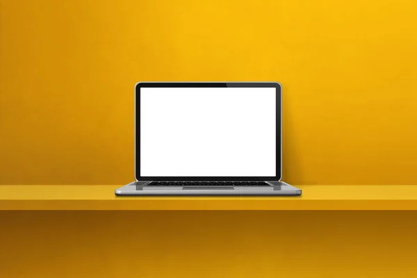Laptop Komputer Tle Żółtej Półki Ilustracja — Zdjęcie stockowe