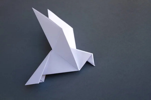 White Paper Dove Origami Isolated Blank Grey Background — 스톡 사진