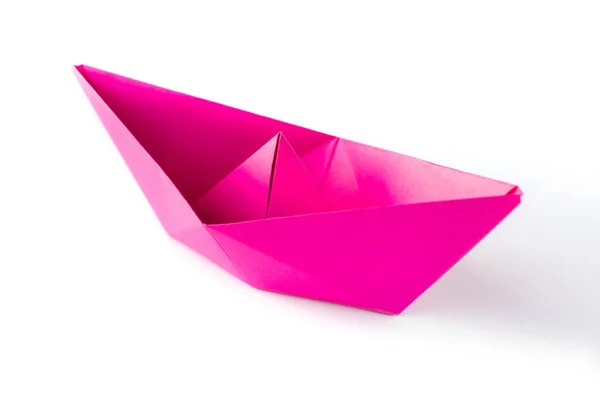 Pink Paper Boat Origami Isolated Blank White Background — Stockfoto