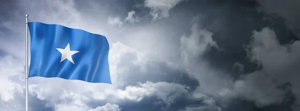 Somalia Flag Cloudy Sky Three Dimensional Render — 스톡 사진