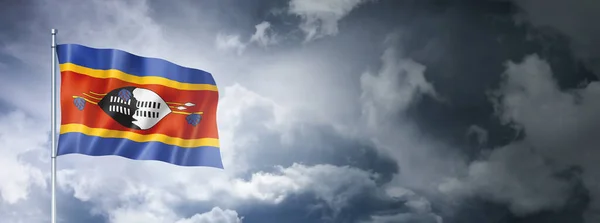 Swaziland Flag Cloudy Sky Three Dimensional Render — Stock fotografie