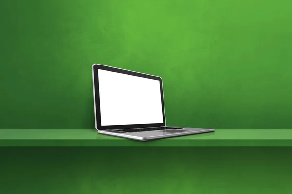 Laptop Computer Green Shelf Background Illustration — Stockfoto