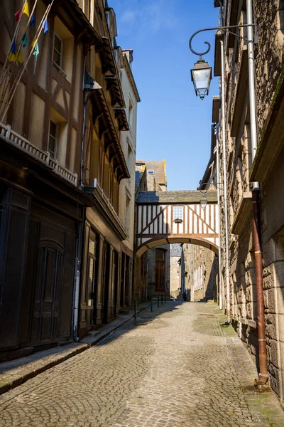 Calle Medieval Ciudad Saint Malo Bretaña Francia —  Fotos de Stock