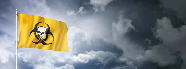 Σημαία Βιολογικού Κινδύνου Συννεφιασμένο Ουρανό Τρισδιάστατη Απόδοση — Φωτογραφία Αρχείου