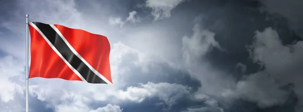 Trinidad Tobago Flag Cloudy Sky Three Dimensional Render — Stockfoto