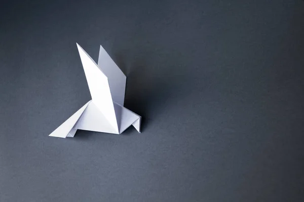 White Paper Dove Origami Isolated Blank Grey Background — Photo