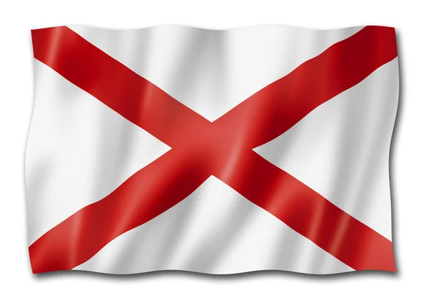 Alabama Flagge Vereinigte Staaten Schwenken Banner Illustration — Stockfoto