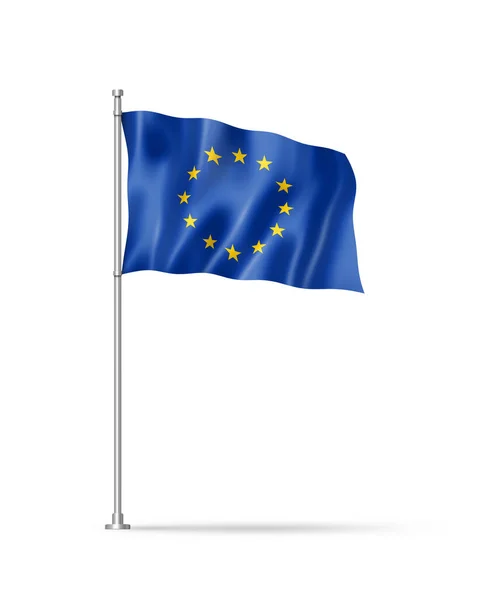 Σημαία Της Ευρωπαϊκής Ένωσης Τρισδιάστατη Απεικόνιση Απομονωμένη Λευκό — Φωτογραφία Αρχείου