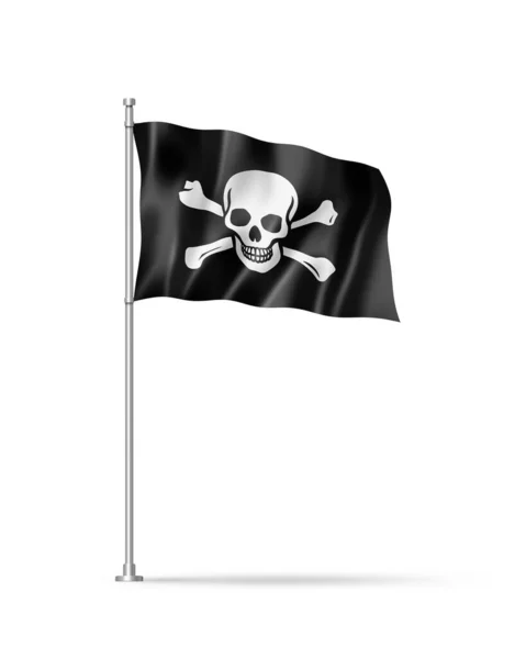 Σημαία Πειρατική Jolly Roger Εικόνα Απομονώνονται Λευκό — Φωτογραφία Αρχείου
