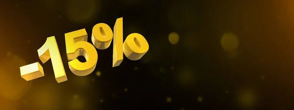 Discount Offer Sale Illustration Isolated Black Horizontal Banner Gold Numbers — Foto Stock