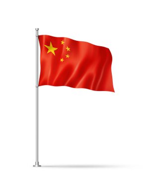 China flag, 3D illustration, isolated on white