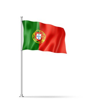 Portugal flag, 3D illustration, isolated on white