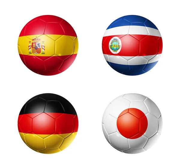 Soccer Balls Group Teams Flags Football Competition Qatar 2022 Illustration — Stock Photo, Image