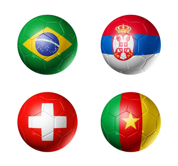Soccer Balls Group Teams Flags Football Competition Qatar 2022 Illustration — Stock Photo, Image