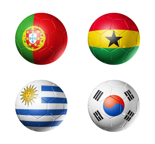 Soccer Balls Group Teams Flags Football Competition Qatar 2022 Illustration — Stock Photo, Image