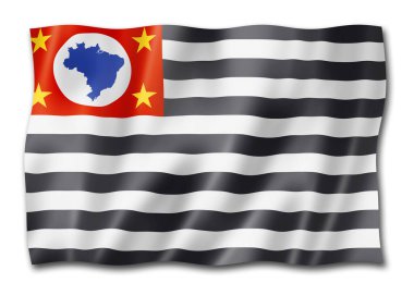 Sao Paulo eyalet bayrağı, Brezilya 'da pankart koleksiyonu. 3B illüstrasyon