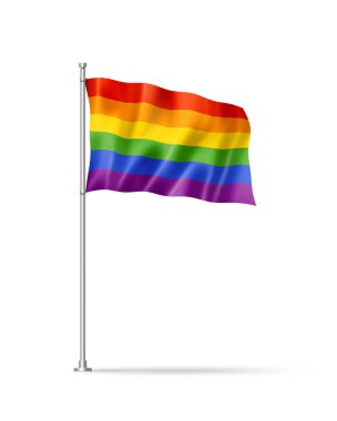 Rainbow gay pride flag, 3D illustration, isolated on white