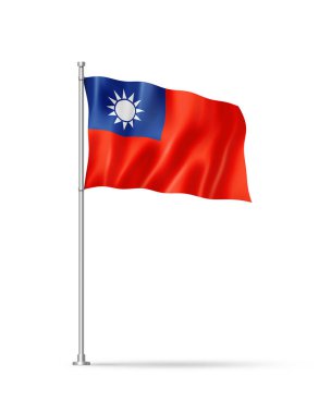 Taiwan flag, 3D illustration, isolated on white