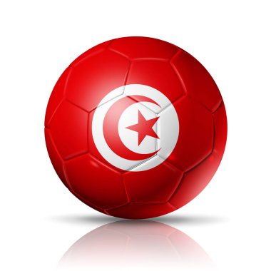 3D soccer ball with Tunisia team flag. isolated on white. Football 2022. Illustration