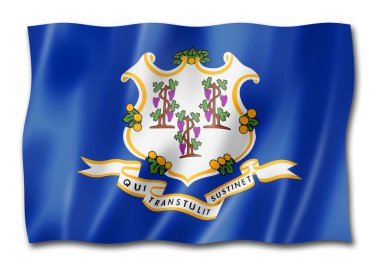 Connecticut bayrağı, Birleşik Devletler bayrak koleksiyonu. 3d illüstrasyon