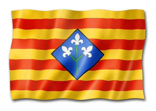 Lerida Provinsflagga Spanien Viftar Med Banderollsamling Illustration — Stockfoto