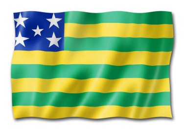 Goias eyalet bayrağı, Brezilya 'da pankart koleksiyonu. 3B illüstrasyon