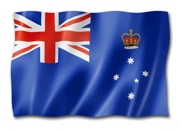 维多利亚州的国旗 澳大利亚挥动国旗收藏 3D插图 — 图库照片