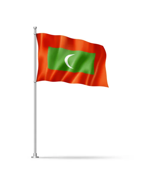 马尔代夫国旗 3D插图 白色孤立 — 图库照片