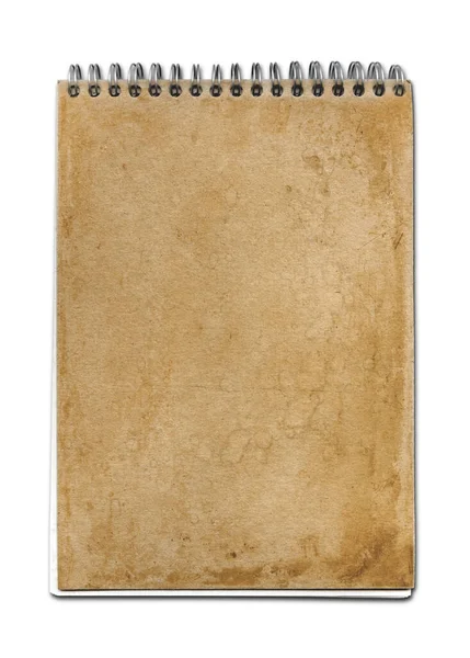 Cuaderno Cierre Espiral Vintage Cubierta Papel Marrón Aislado Blanco —  Fotos de Stock