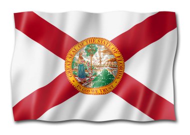 Florida bayrağı, Birleşik Devletler bayrak koleksiyonu. 3d illüstrasyon