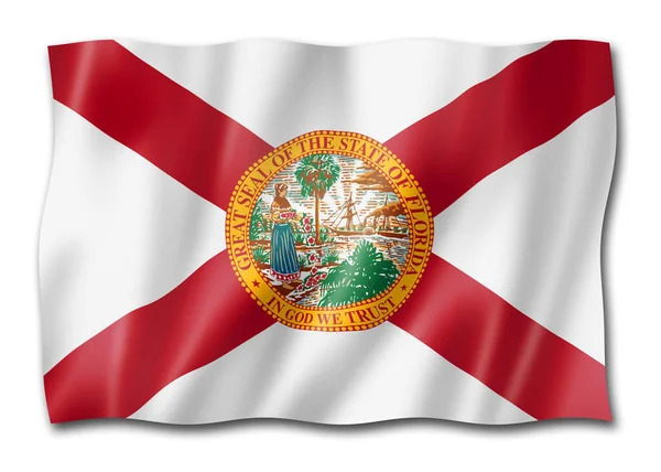 Florida flag, united states waving banner collection. 3D illustration