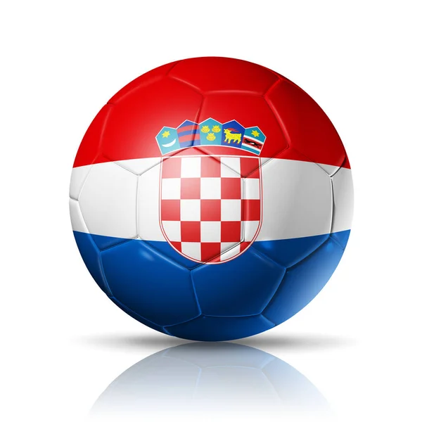 Voetbal Bal Met Kroatië Teamvlag Geïsoleerd Wit Met Knippad Voetbal — Stockfoto