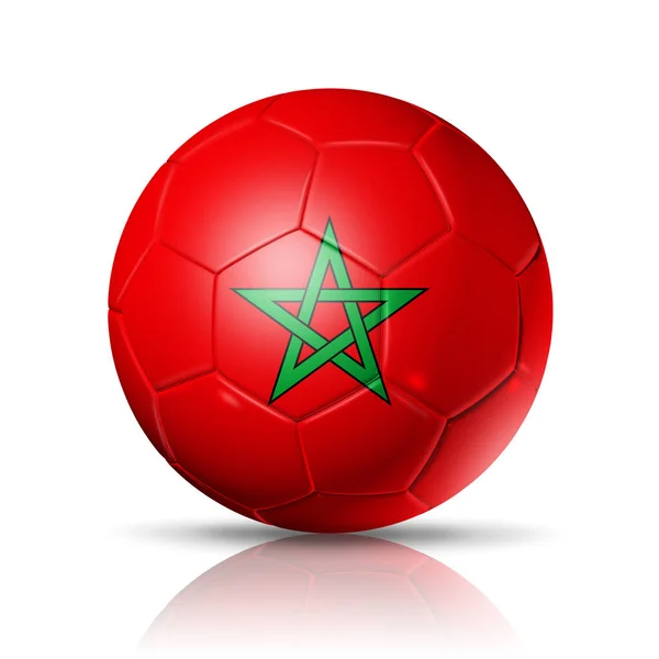 带摩洛哥国旗的3D足球 被白色隔离 有剪切路径 2022年足球 说明1 — 图库照片