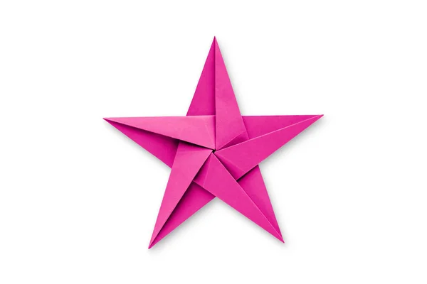 Pink Paper Star Origami Isolated Blank White Background — Stock Photo, Image