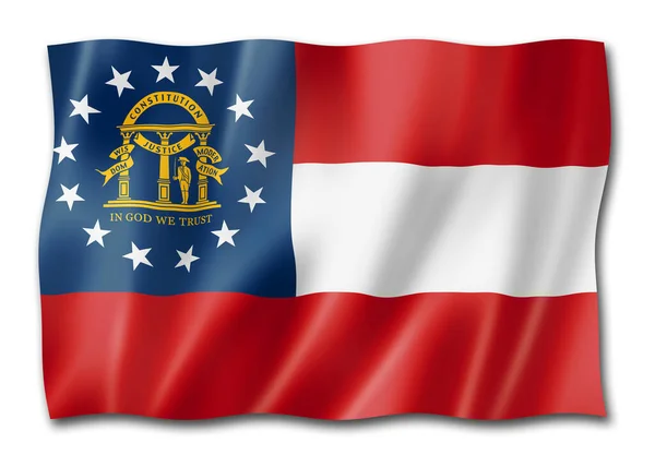 Gruzínská Vlajka Spojené Státy Mávající Sbírkou Praporců Ilustrace — Stock fotografie