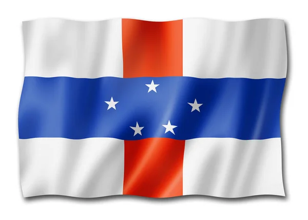 Netherlands Antilles flag. Waving banner collection. 3D illustration