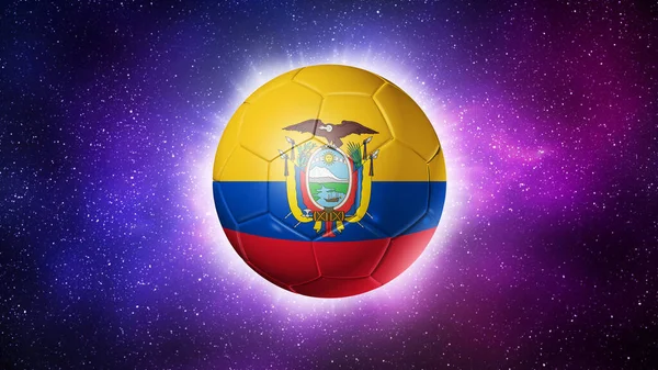 Voetbal Met Ecuador Teamvlag Voetbal 2022 Ruimteachtergrond Illustratie — Stockfoto