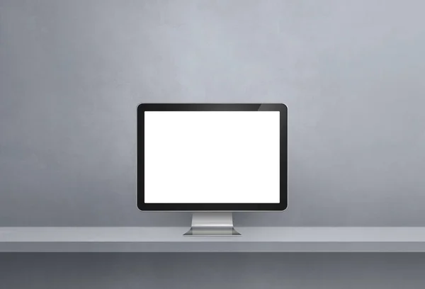 计算机灰色壁架横幅 3D说明 — 图库照片