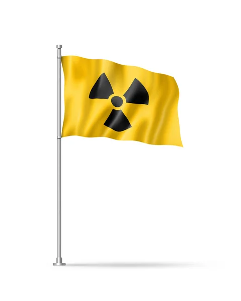 Radioactief Nucleair Symbool Vlag Illustratie Geïsoleerd Wit — Stockfoto