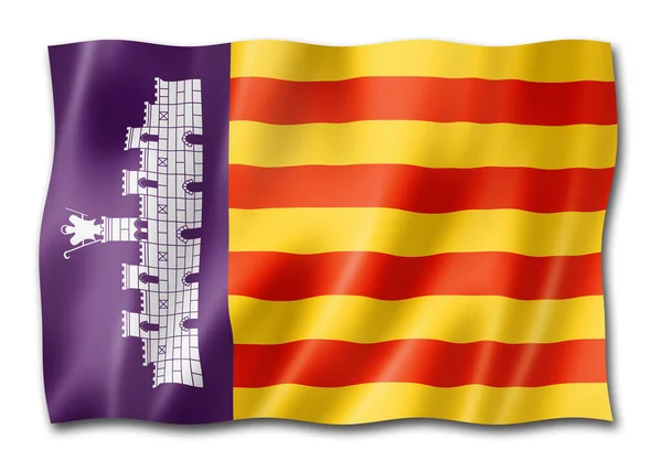 Mallorca Bandera Las Islas Baleares España Ondeando Colección Banners Ilustración — Foto de Stock