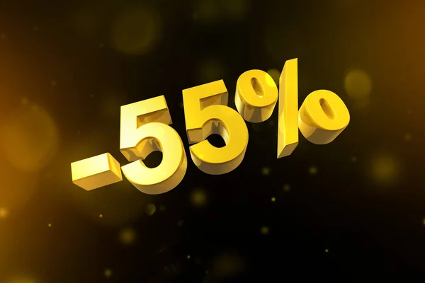 Sconto Offerta Vendita Illustrazione Isolata Nero Tariffa Promozionale Numero Oro — Foto Stock