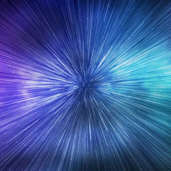 Hyperspace Speed Effect Night Starry Sky Bright Blue Galaxy Square — Zdjęcie stockowe