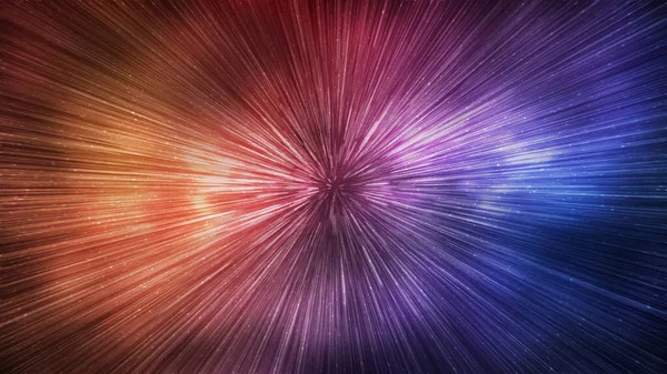Hyperspace Speed Effect Night Starry Sky Bright Blue Red Galaxy — Zdjęcie stockowe