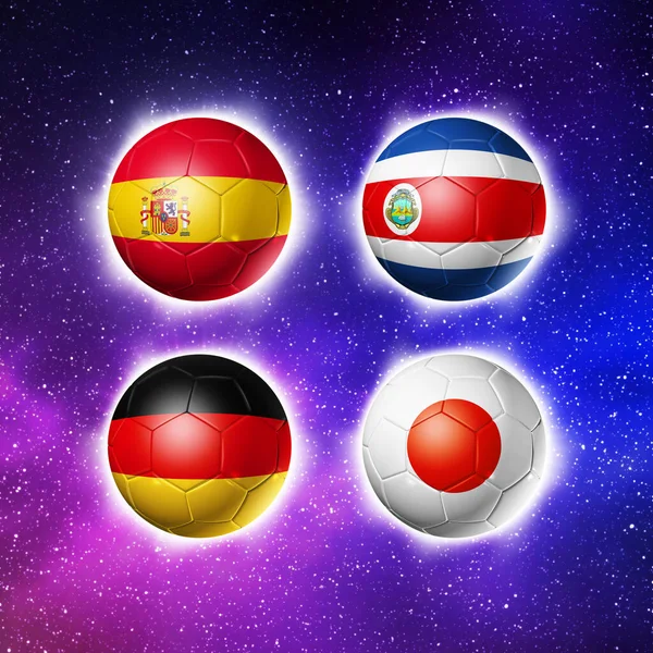 Soccer Balls Group Teams Flags Football Competition Qatar 2022 Illustration — Stock Photo, Image