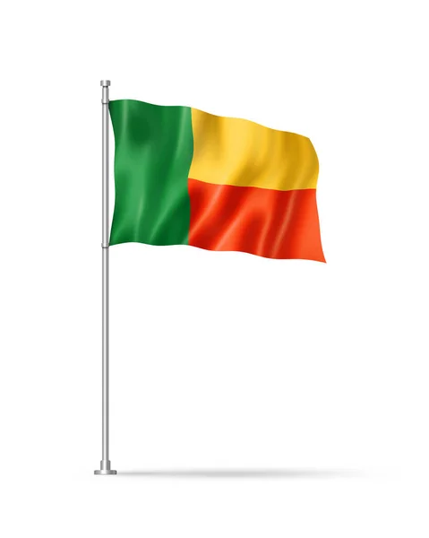 Benin Bayrağı Boyutlu Illüstrasyon Beyaz Üzerine Izole Edilmiş — Stok fotoğraf