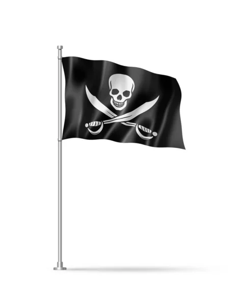 Pirate Flag Jolly Roger Illustration Isolated White — Stock Fotó