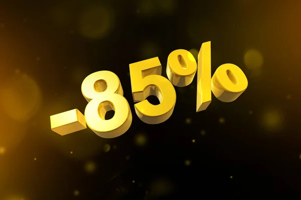 Sconto Offerta Vendita Illustrazione Isolata Nero Tariffa Promozionale Numero Oro — Foto Stock