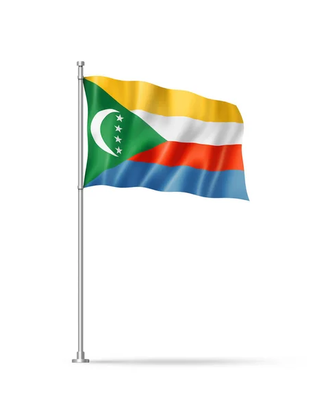 Komorerna Flagga Illustration Isolerad Vit — Stockfoto